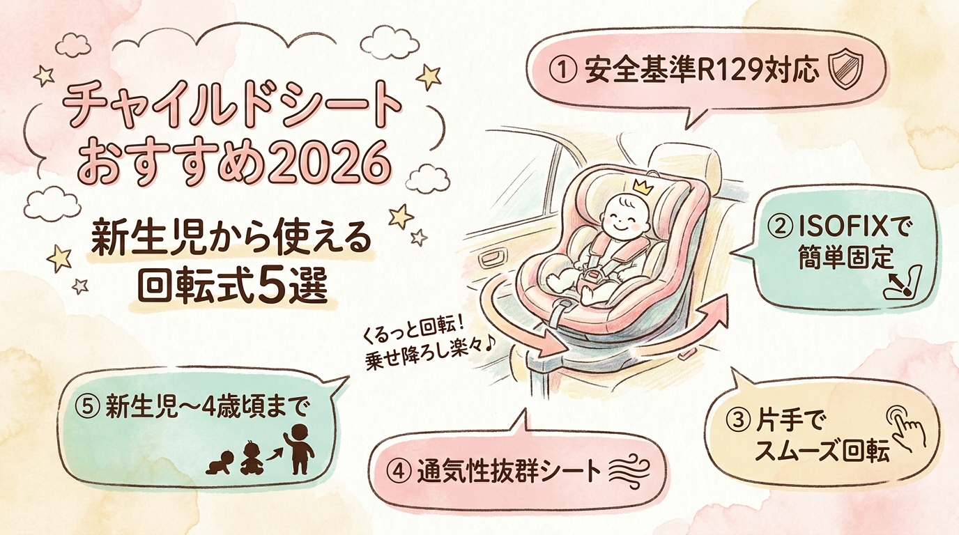 チャイルドシートおすすめ2026｜新生児から使える回転式5選