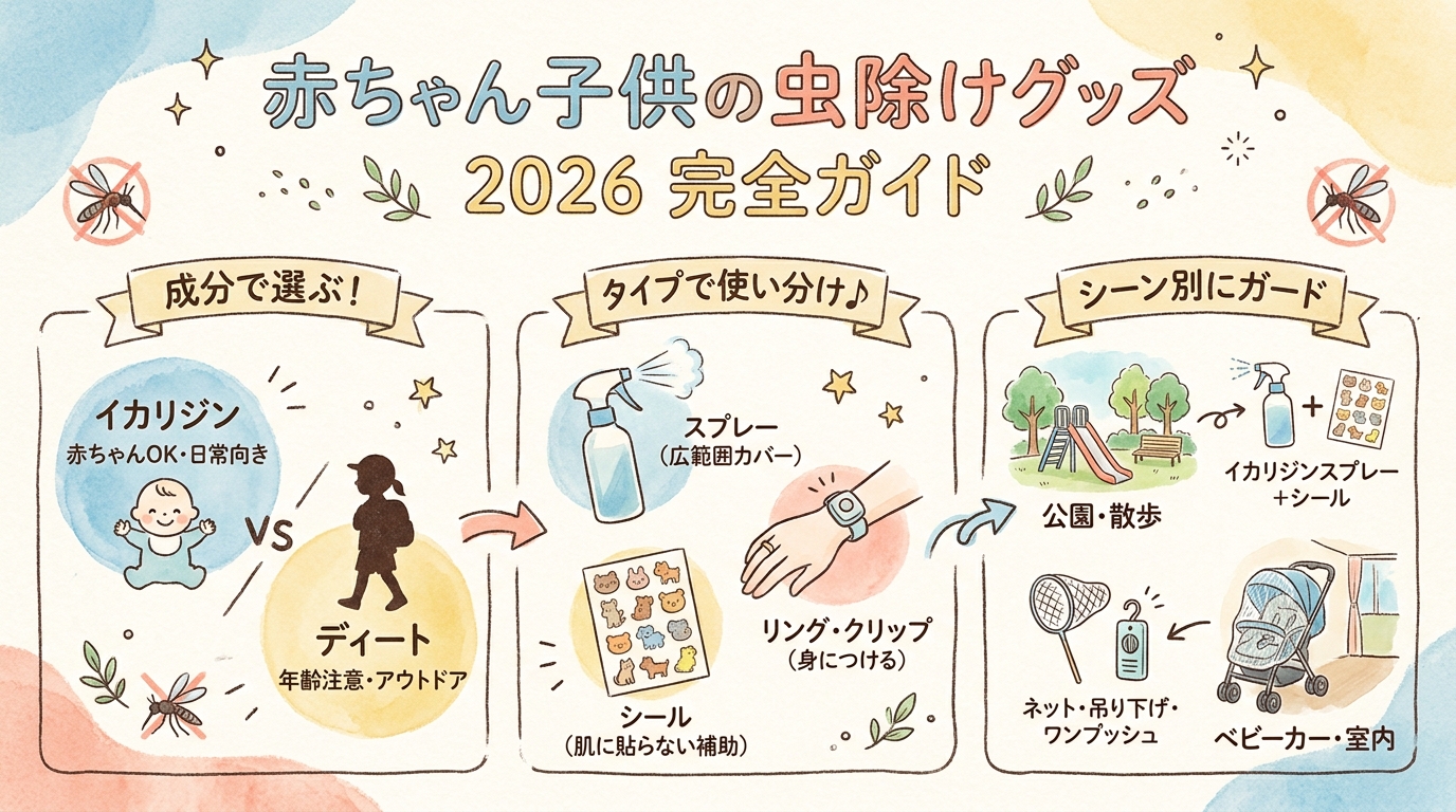 赤ちゃん子供の虫除けグッズ2026完全ガイド スプレー・シール・リング・ベビーカー用など