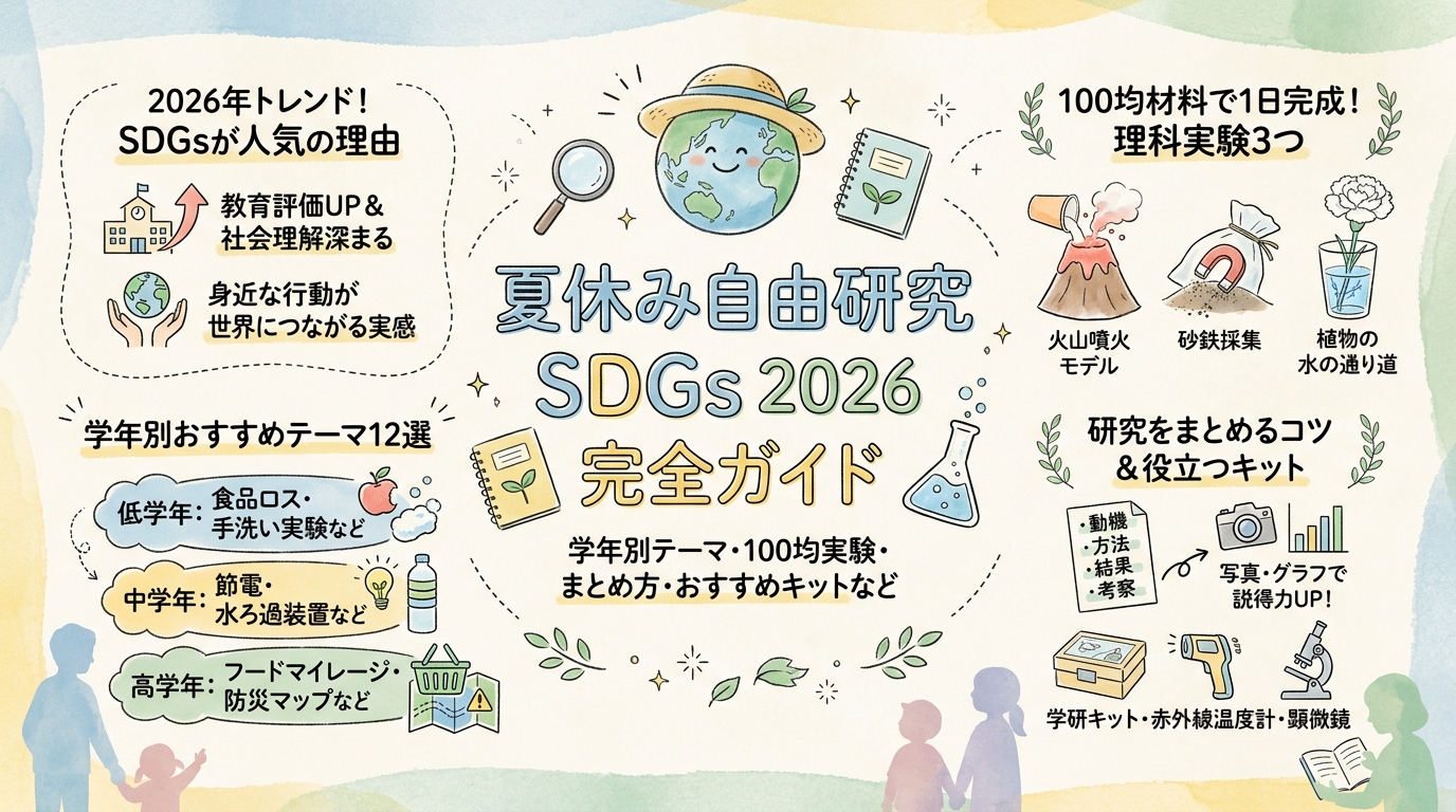 夏休み自由研究SDGs2026完全ガイド 学年別テーマ・100均実験・まとめ方・おすすめキットなど