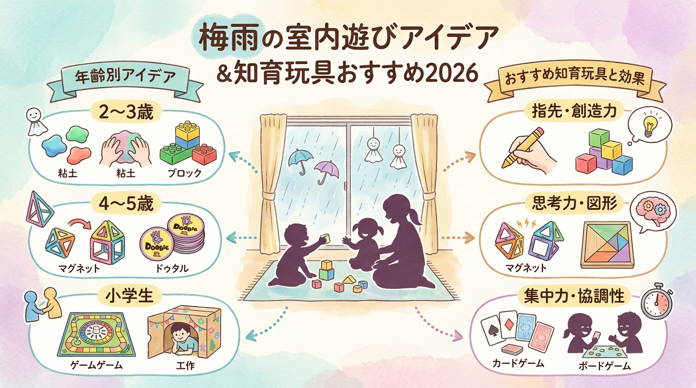 梅雨の室内遊びアイデア&知育玩具おすすめ2026 年齢別・粘土・ブロックなど