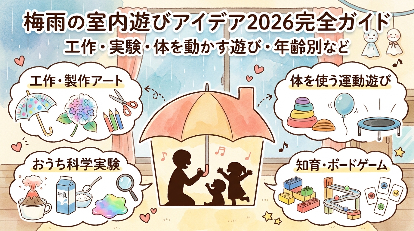 梵雨の室内遊びアイデア2026完全ガイド 工作・実験・体を動かす遊び・年齢別おすすめなど